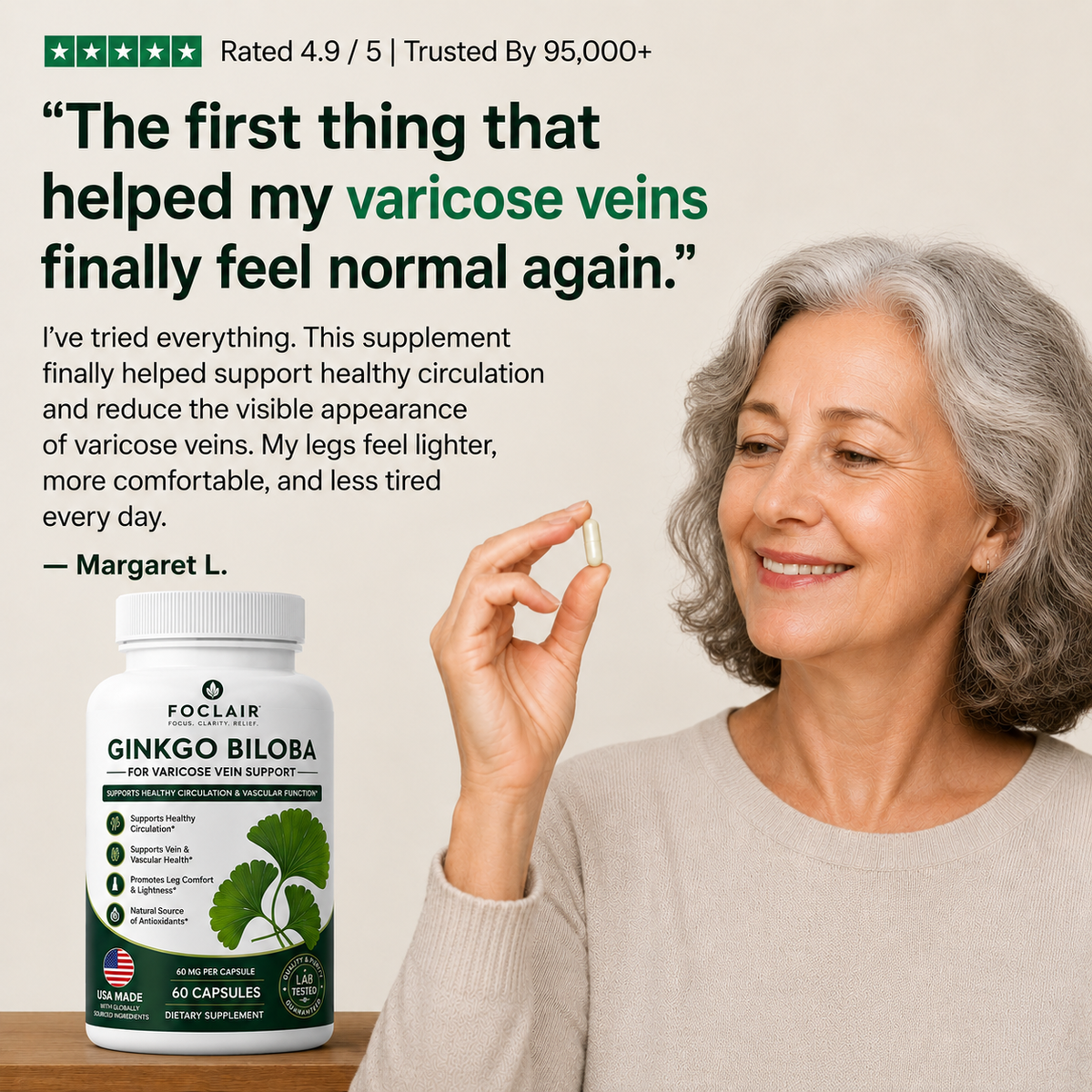 Foclair Gingko Biloba - Helps With Varicose Veins