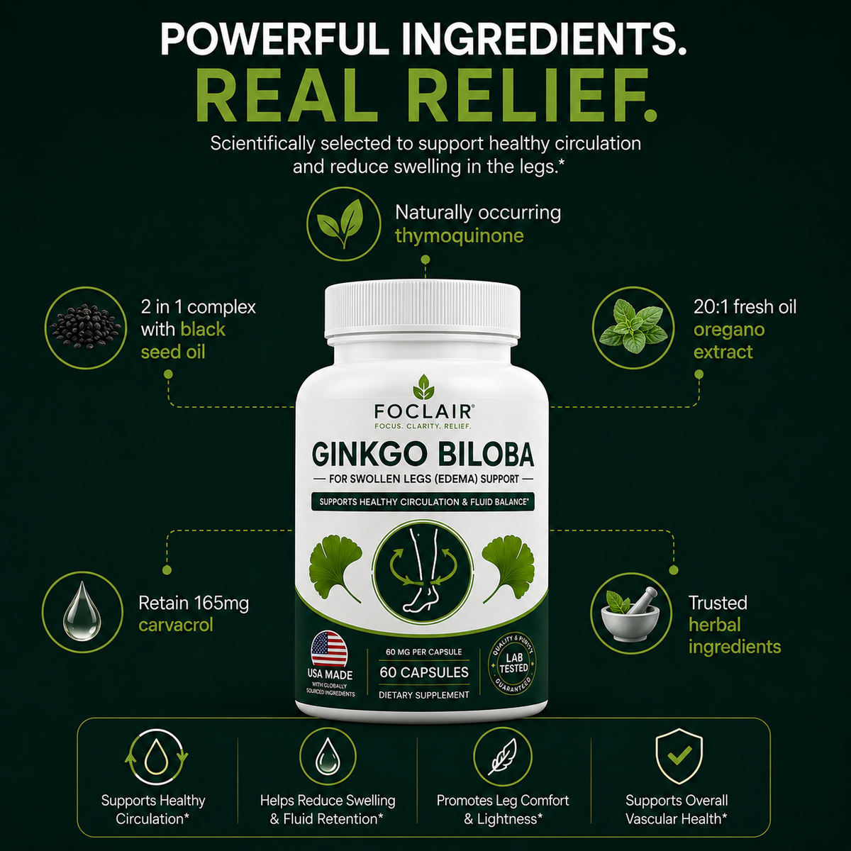 Foclair Gingko Biloba Oil - Helps With Swollen Legs/Ankles (edema)