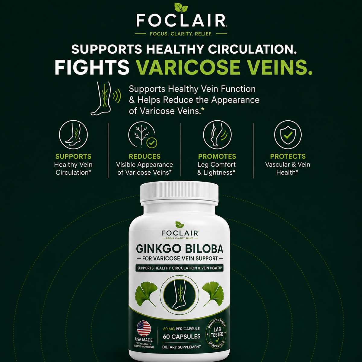Foclair Gingko Biloba - Helps With Varicose Veins